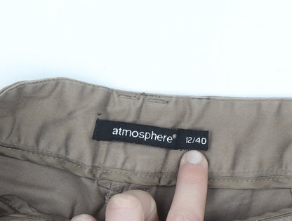 Atmosphere Women Beige Chino Shorts Size 12 Cotton Blend Casual