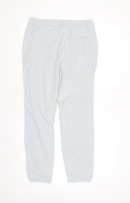 Next Womens Blue Striped Cotton Chino Trousers Size 10