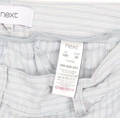 Next Womens Blue Striped Cotton Chino Trousers Size 10