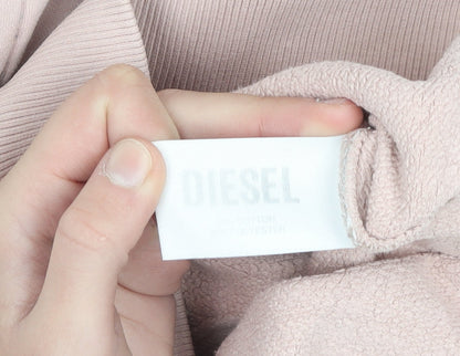 Diesel Women's Beige Pullover Hoodie XS Cotton Blend Casual