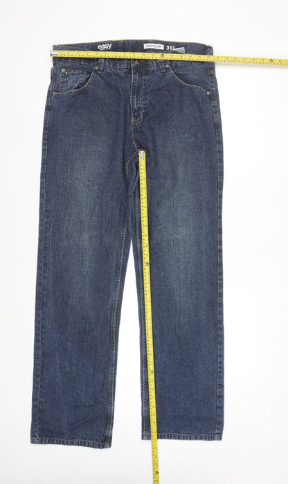 Easy 1973 Men's Blue Regular Fit Straight Denim Jeans 36W 34L