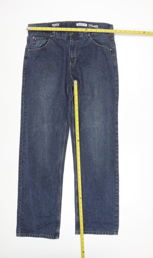 Easy 1973 Men's Blue Regular Fit Straight Denim Jeans 36W 34L