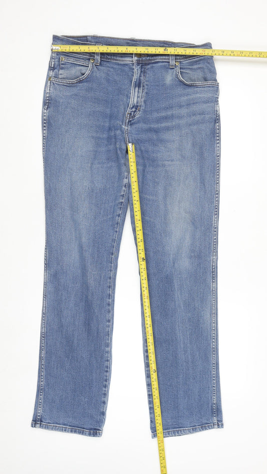 Wrangler Men's Blue Regular Fit Straight Denim Jeans W36 L34