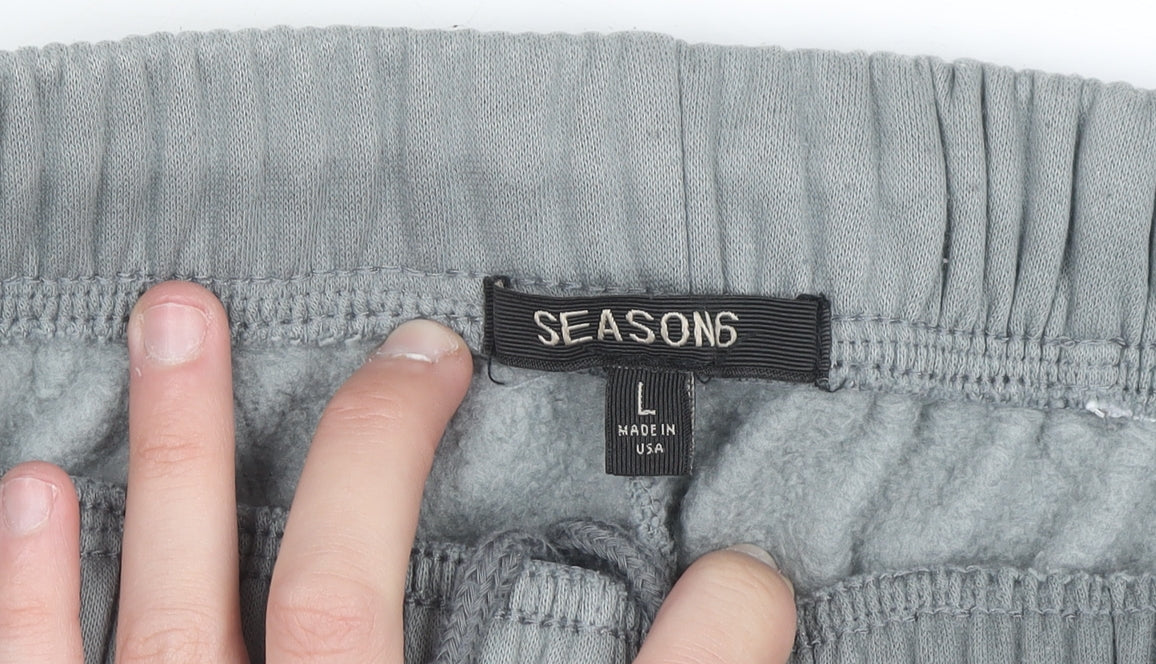 Season 6 Men's Grey Fleece Sweatpants L Relaxed Fit Cotton Joggers
