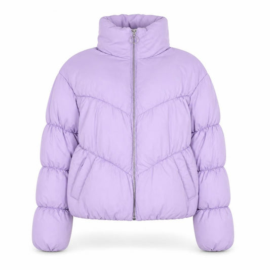 Bershka Women Purple Cropped Puffer Jacket XS Lined Zip