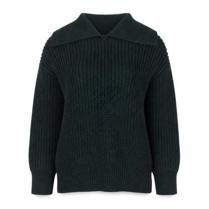 H&M Women's Green Collared Chunky Knit Pullover Jumper Size M