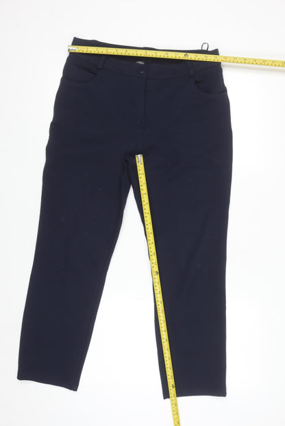 Dunnes Women's Navy Blue Slim Fit Stretch Trousers Size 10