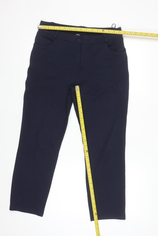 Dunnes Women's Navy Blue Slim Fit Stretch Trousers Size 10