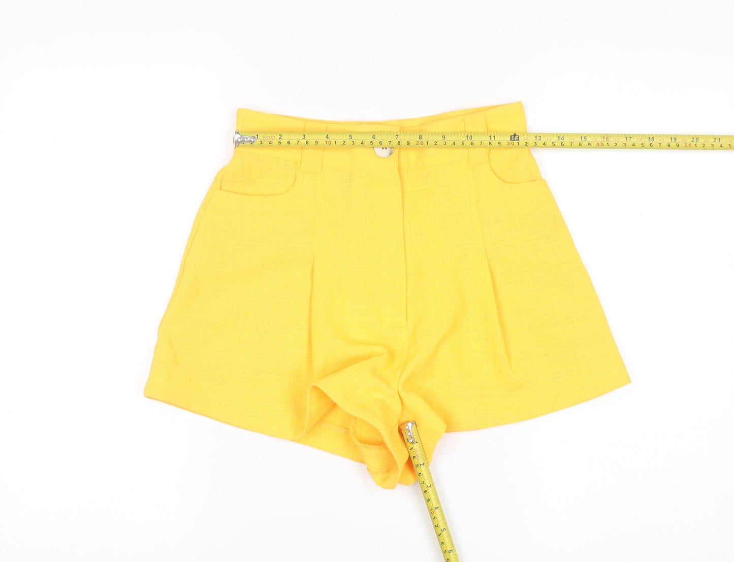 River Island Women's Yellow High Waist Paperbag Shorts Size 6