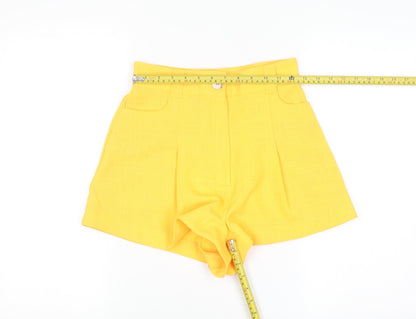 River Island Women's Yellow High Waist Paperbag Shorts Size 6