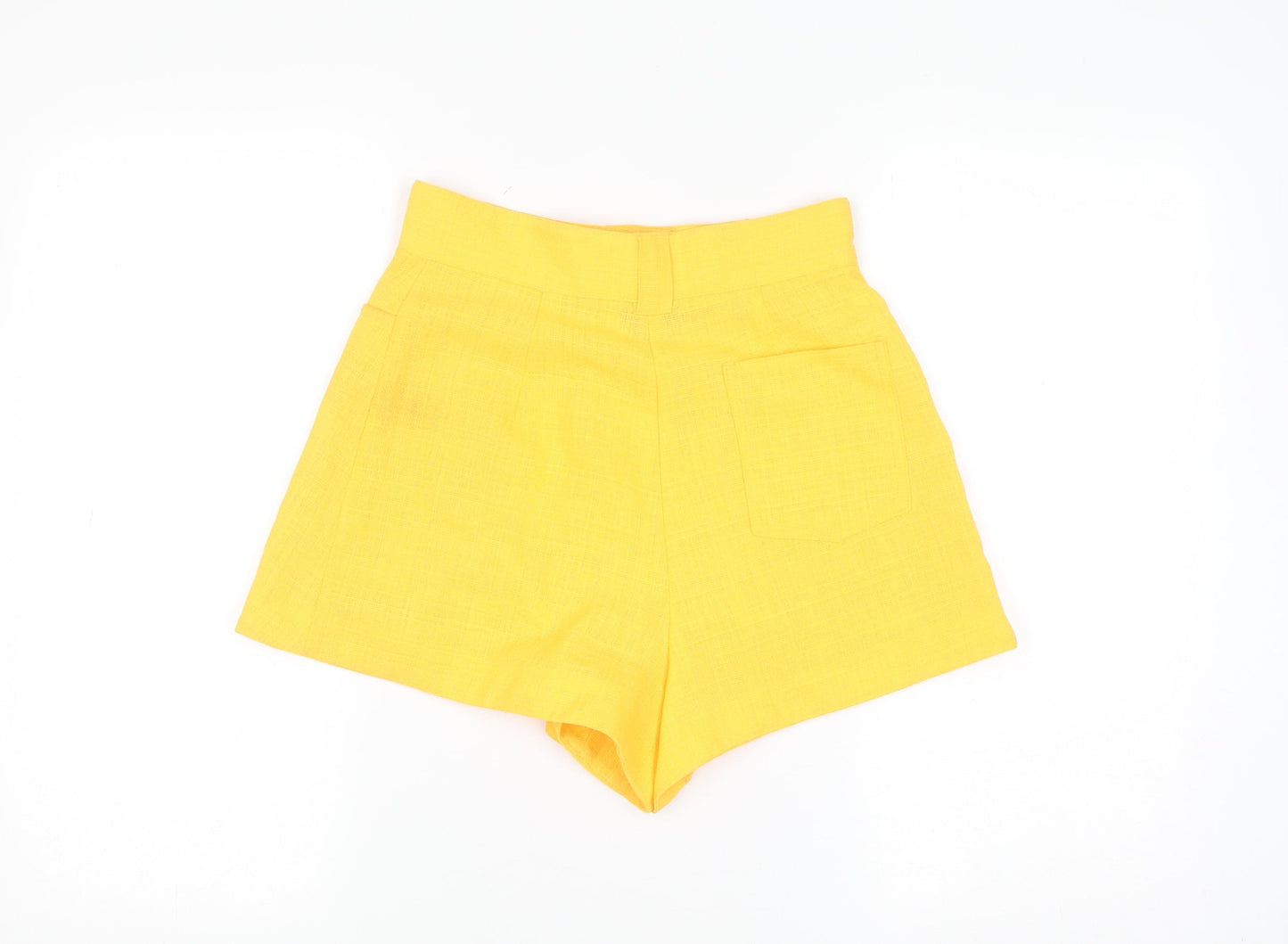 River Island Women's Yellow High Waist Paperbag Shorts Size 6