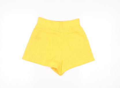 River Island Women's Yellow High Waist Paperbag Shorts Size 6
