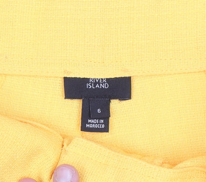 River Island Women's Yellow High Waist Paperbag Shorts Size 6
