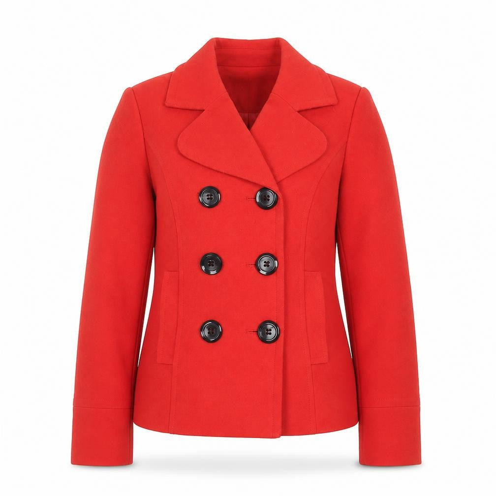 Papaya Women's Red Size 12 Pea Coat Jacket Classic Short
