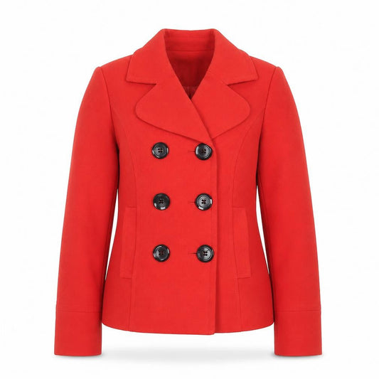 Papaya Women's Red Size 12 Pea Coat Jacket Classic Short
