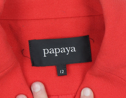 Papaya Women's Red Size 12 Pea Coat Jacket Classic Short