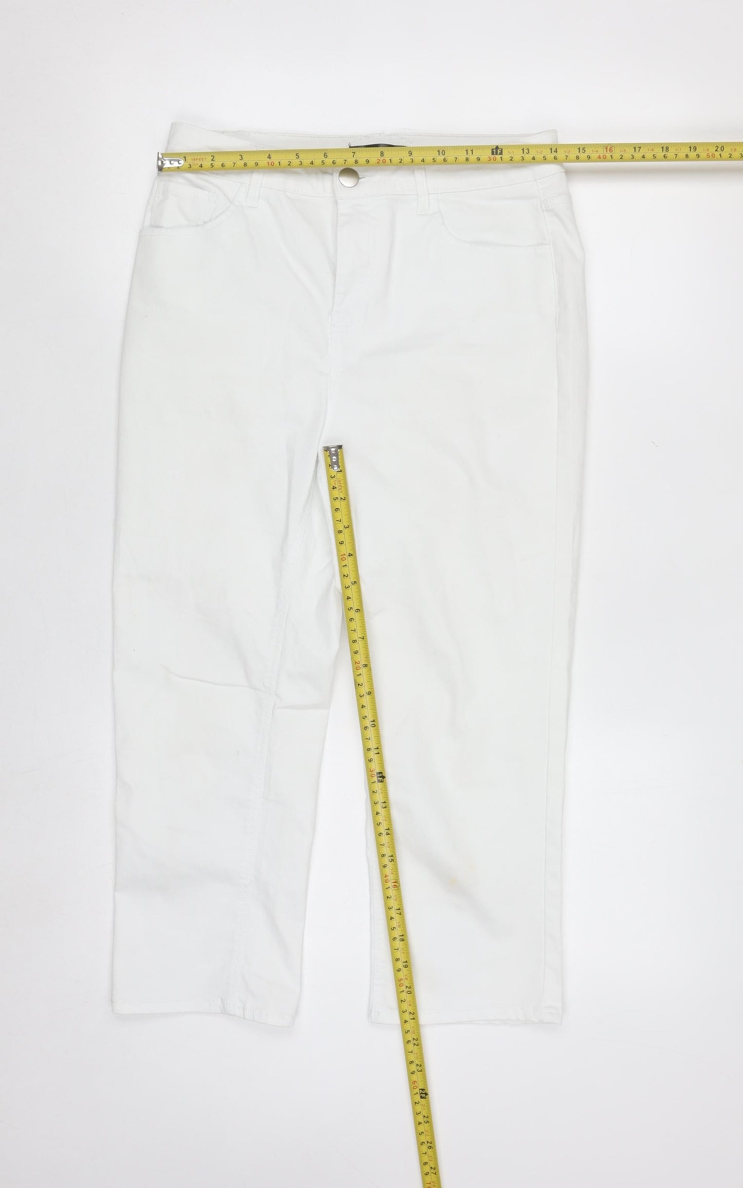 Dunnes Women White Chino Shorts Size 10 Cotton Blend Stretch
