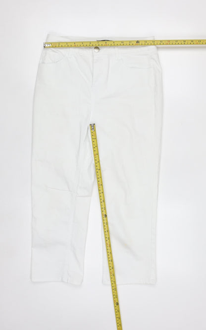 Dunnes Women White Chino Shorts Size 10 Cotton Blend Stretch