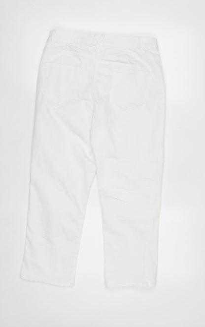 Dunnes Women White Chino Shorts Size 10 Cotton Blend Stretch