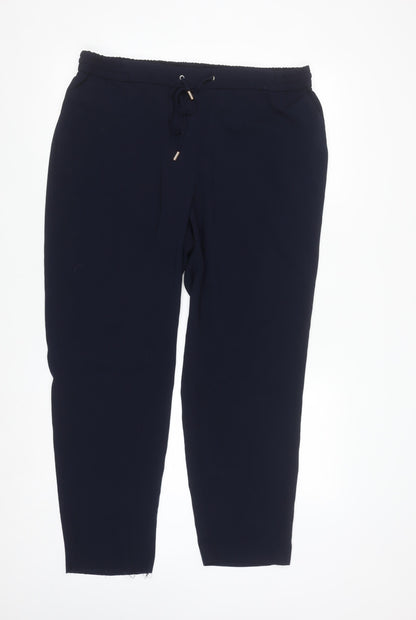 Dunnes Stores Women's Black Size 8 Jogger Trousers with Drawstring Waist
