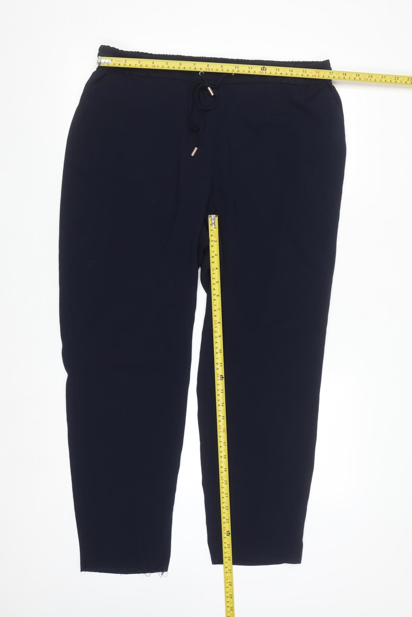 Dunnes Stores Women's Black Size 8 Jogger Trousers with Drawstring Waist