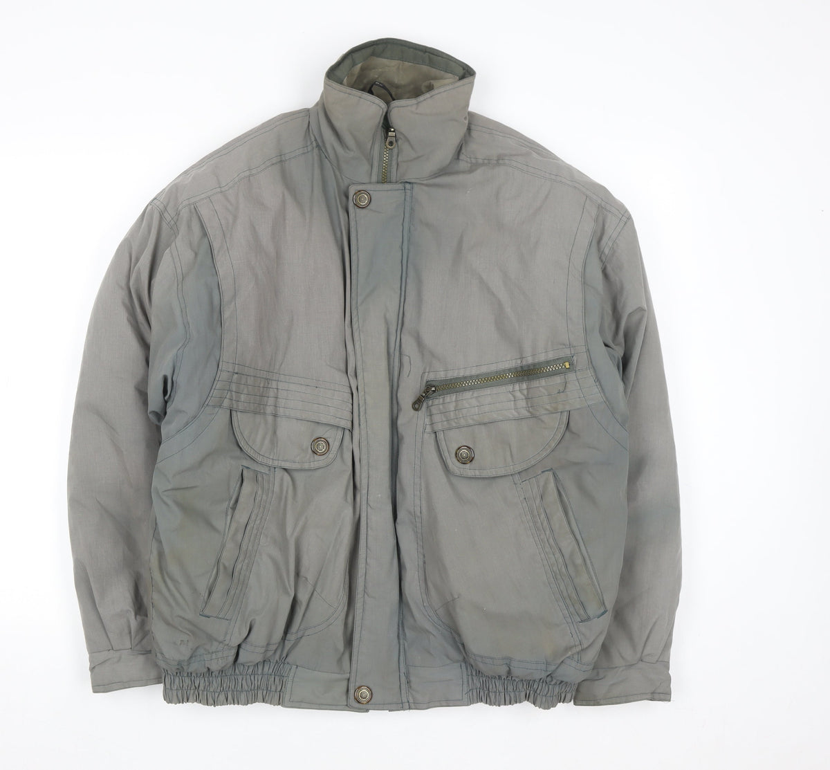 C&A Men's Grey 40 Regular Mid-Length Casual Polyester Cotton Jacket