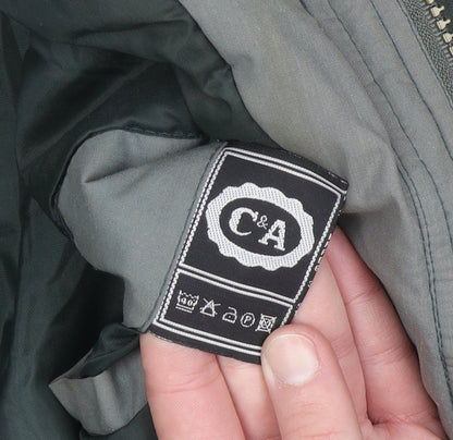 C&A Men's Grey 40 Regular Mid-Length Casual Polyester Cotton Jacket