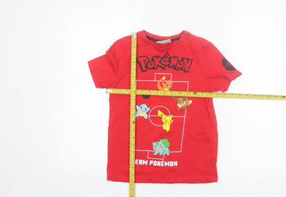 Pokémon Boys Red Graphic T-Shirt 8-9 Years Team Pokémon Cotton Top