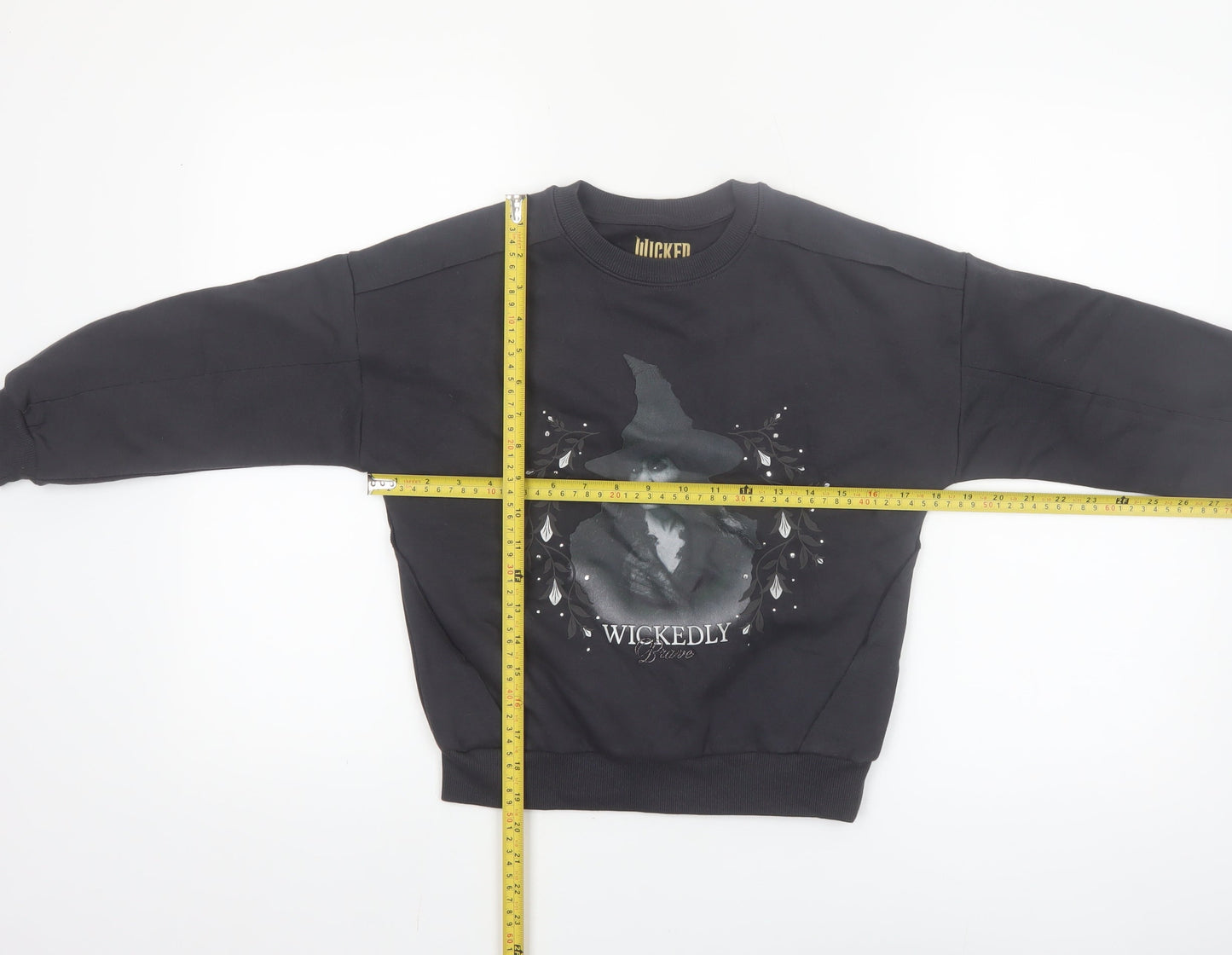 Marks and Spencer Girls Black Wicked Witch Pullover Sweatshirt 7-8 Years