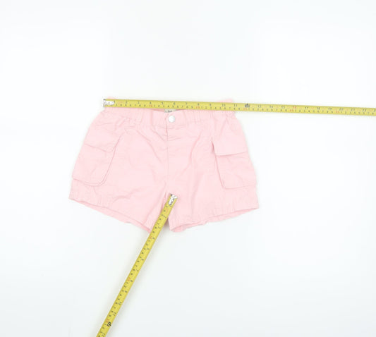 F&F Girls Pink Cotton Cargo Shorts 5-6 Years Elastic Waist Pockets
