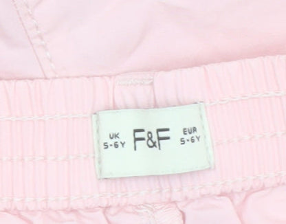 F&F Girls Pink Cotton Cargo Shorts 5-6 Years Elastic Waist Pockets