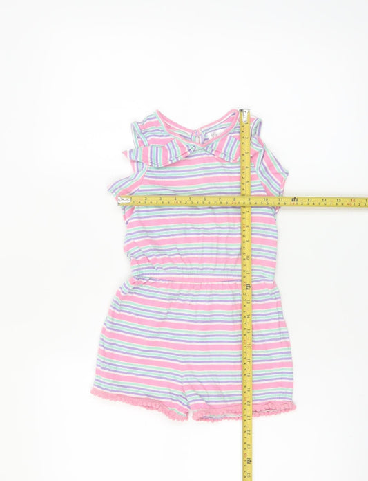 V by Very Girls Multicoloured Striped Cotton Playsuit 4-5 Years Sleeveless