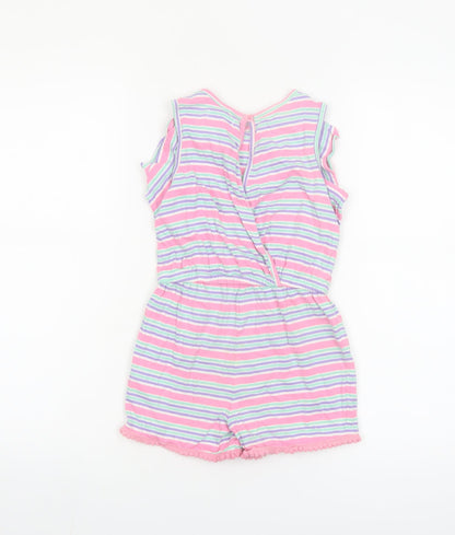 V by Very Girls Multicoloured Striped Cotton Playsuit 4-5 Years Sleeveless