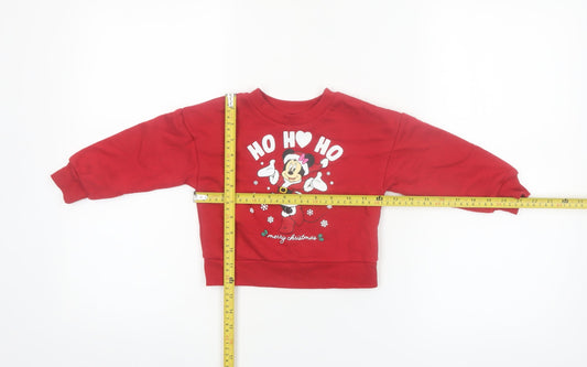 Disney Minnie Mouse Red Christmas Sweatshirt 18-24M Primark Baby Jumper