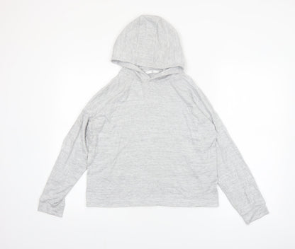 Marks and Spencer Girls Grey Long Sleeve Hooded Pullover Jumper 12-13 Years