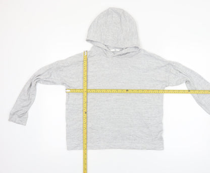 Marks and Spencer Girls Grey Long Sleeve Hooded Pullover Jumper 12-13 Years