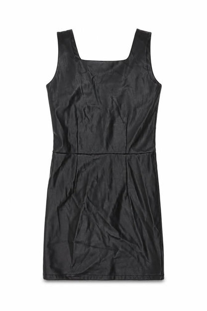 Primark Girls Black Faux Leather Bodycon Dress 13-14 Years Sleeveless Zip Back