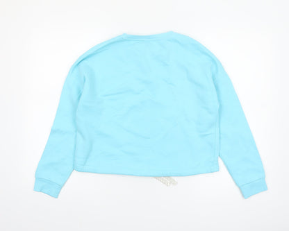 Marks and Spencer Girls Blue 12-13 Years Pullover Sweatshirt with Drawstring