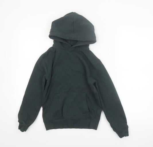 H&M Boys Dark Green Pullover Hoodie Size 9-10 Years Cotton Blend