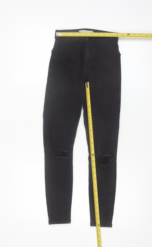 Topshop Women’s Black Petite Joni High Rise Distressed Skinny Jegging Jeans Size 6