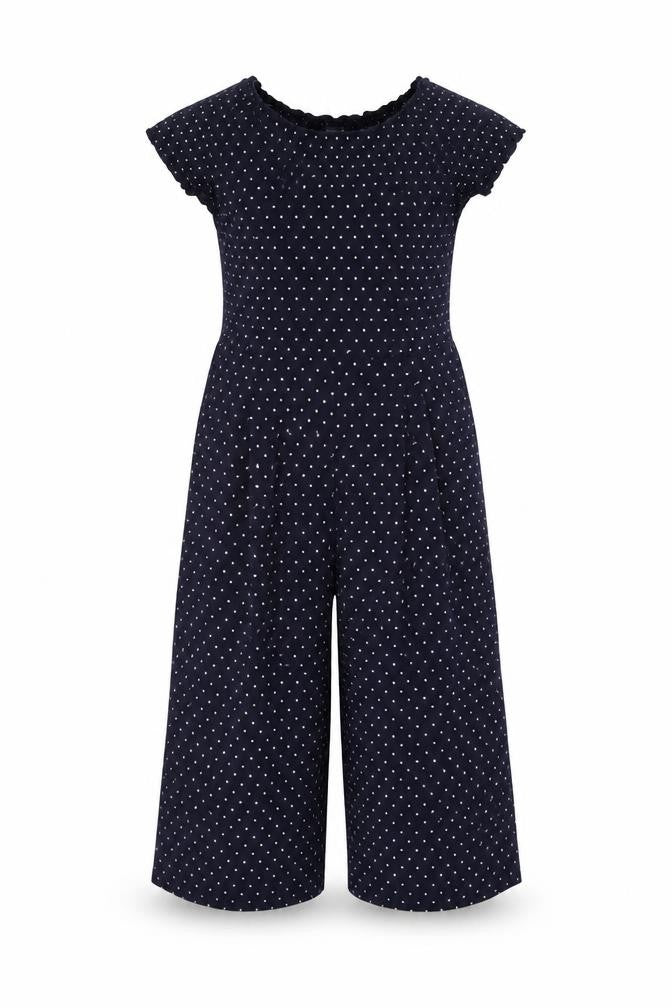 St. Bernard Girls Blue Polka Dot Jumpsuit Age 6 Short Sleeve Casual
