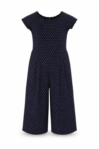 St. Bernard Girls Blue Polka Dot Jumpsuit Age 6 Short Sleeve Casual