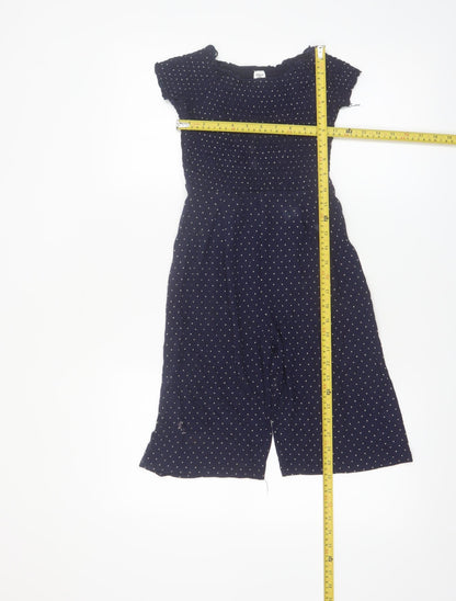 St. Bernard Girls Blue Polka Dot Jumpsuit Age 6 Short Sleeve Casual