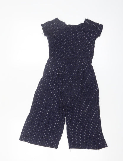 St. Bernard Girls Blue Polka Dot Jumpsuit Age 6 Short Sleeve Casual
