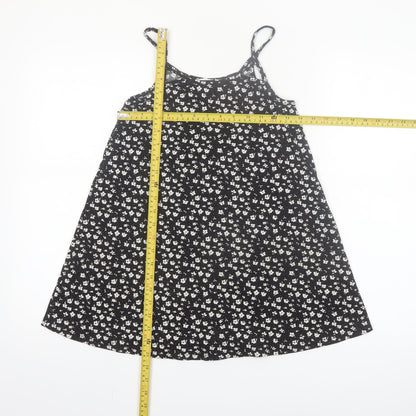 Primark Girls Black Floral A-Line Sleeveless Jersey Dress 7-8 Years