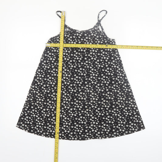 Primark Girls Black Floral A-Line Sleeveless Jersey Dress 7-8 Years