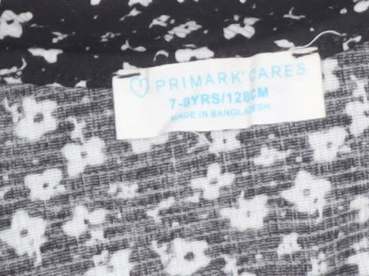 Primark Girls Black Floral A-Line Sleeveless Jersey Dress 7-8 Years