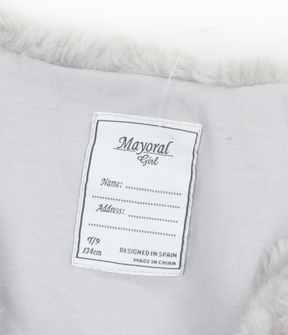 Mayoral Girls Grey Faux Fur Waistcoat Age 9 Years Lined Soft Vest