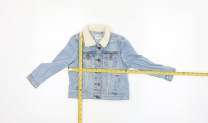 Lily & Dan Girls Blue Denim Faux Fur Collar Jacket 3-4 Years