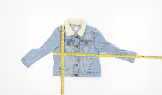 Lily & Dan Girls Blue Denim Faux Fur Collar Jacket 3-4 Years
